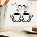 Coffee Cups With Hearts - Beautiful Kitchen Wall Decal - Best For Home & Restaurant