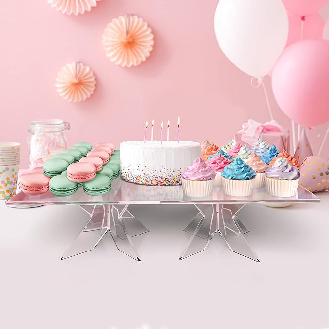 Acrylic Display Stand - Buffet Serving Tray Riser - Cupcakes, Pastries, Appetizers (Rectangle)
