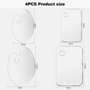 4 Pcs Clear Acrylic Paint Palettes – Premium Transparent Non-Stick Pallet for Oil, Watercolor & DIY Craft Painting