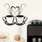 Coffee Cups With Hearts - Beautiful Kitchen Wall Decal - Best For Home & Restaurant