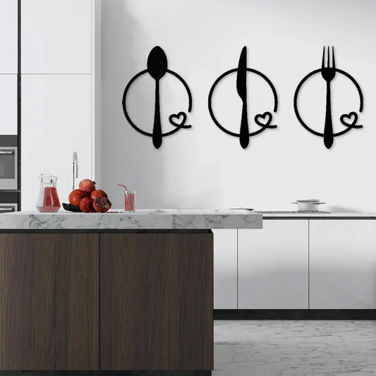 Spoon Knife Fork Heart Acrylic Wall Decal - Beautiful Gifting Decor for UAE Homes & Restaurants