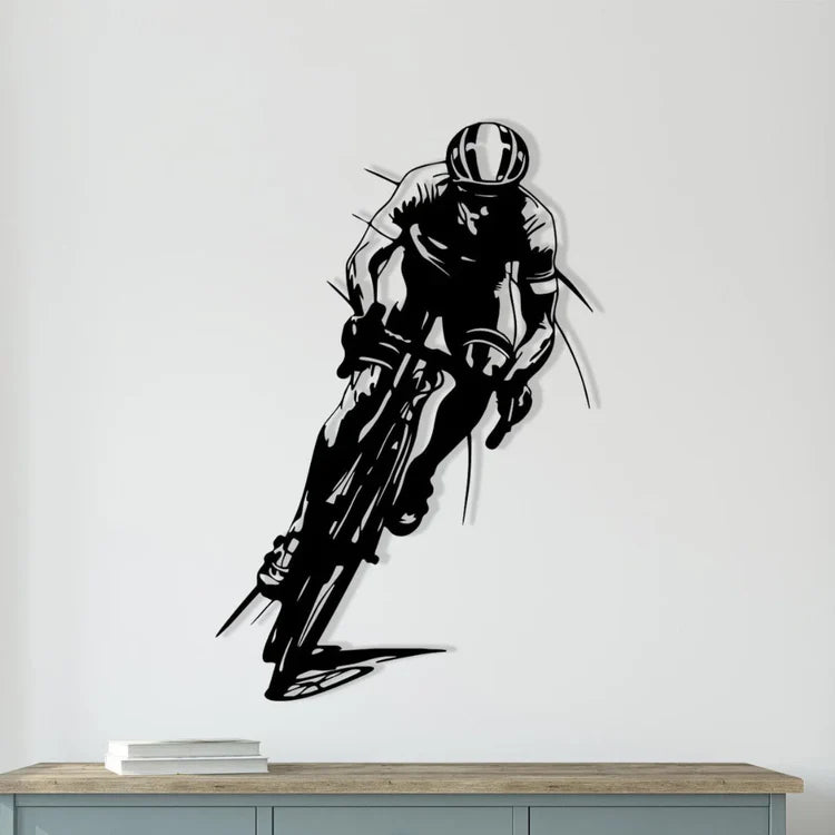 Dynamic Acrylic Road Cyclist Wall Art Silhouette - Abstract Racing Design