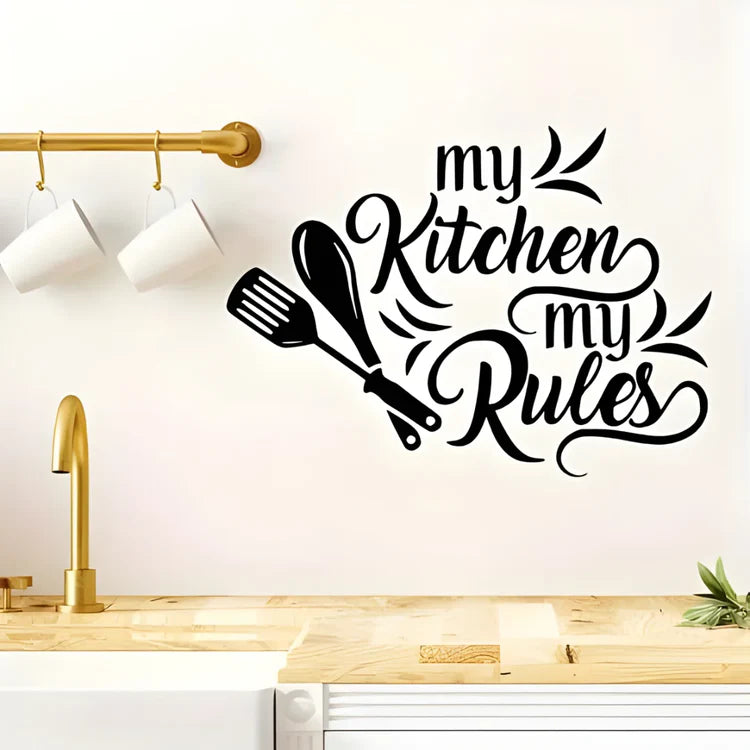 "My Kitchen My Rules" Acrylic Wall Decal - Fun Kitchen & Dining Decor for UAE Homes & Restaurants