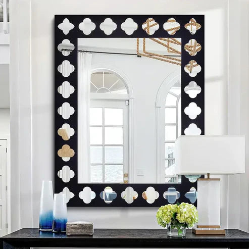 Black Wooden Frame Modern Decorative Mirror | Emaazz