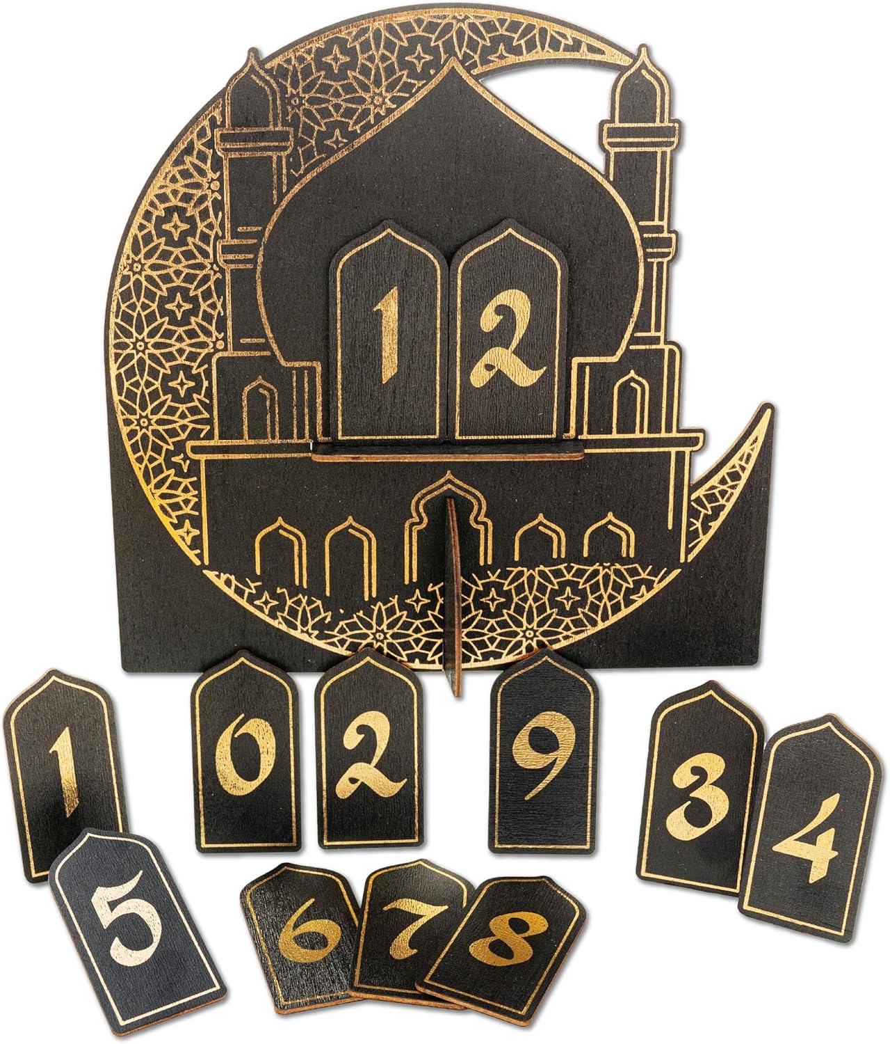 Papierdrachen Ramadan Countdown Wood – for Standing – Black Varnished – Decoration – Sugar Festival Set 02