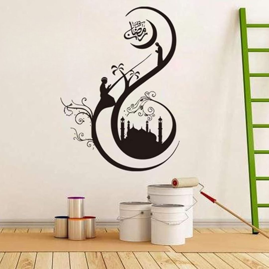 Mosque and Prayer | Ramadan Kareen Eco-Friendly Wall Stickers | Ramadan Gift | Gift for muslim