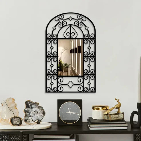 Black Acrylic Wall Mirror with Ornate Frame | Emaazz
