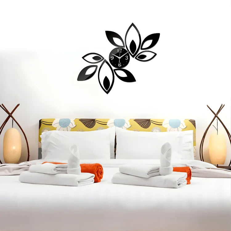 Abstract Acrylic Wall Clock | Decorative 3D Floral Design