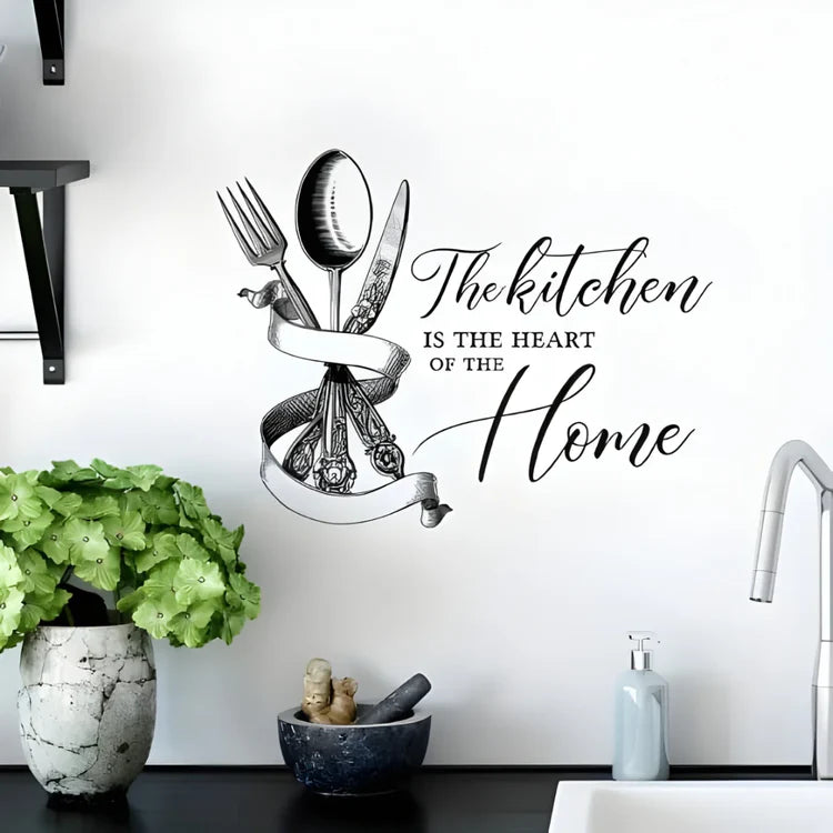 "The Kitchen Is The Heart Of The Home" Acrylic Wall Decal - Charming Decor for UAE Homes & Restaurants