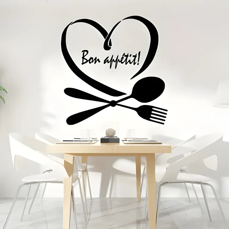 Spoon & Fork with Heart Acrylic Wall Decal | Beautiful Kitchen Decor for UAE Homes & Restaurants