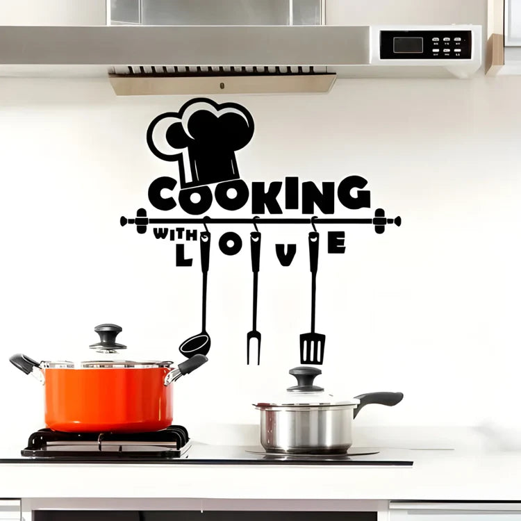"Cook With Love" Kitchen Wall Decal | Home & Restaurant Acrylic Wall Decor