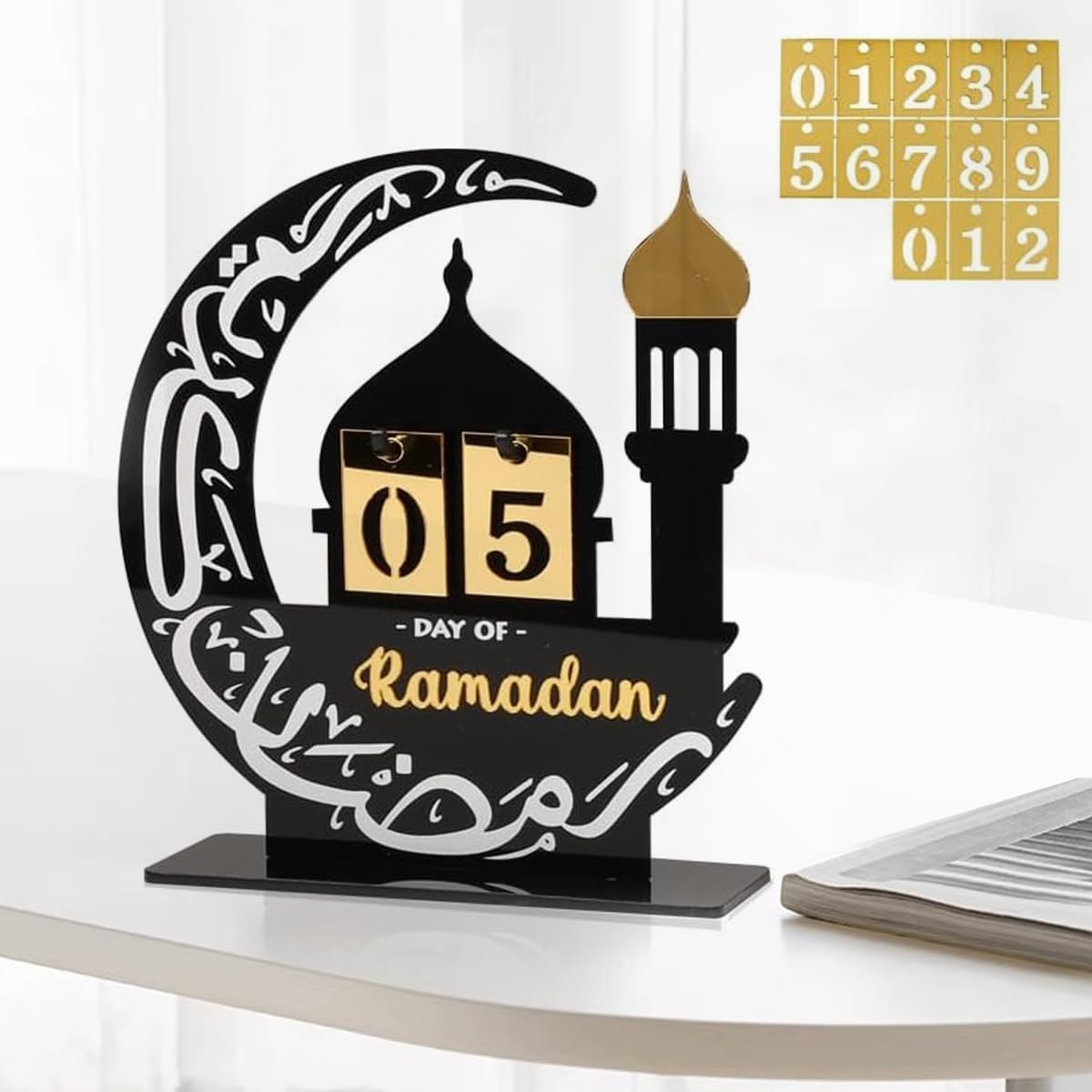 Ramadan Decorations, 2026 Advent Countdown Calendar Acrylic 30 Days Countdown Table Decor for Eid Mubarak Home Family