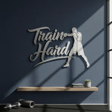 "Train Hard" Acrylic Wall Art - Boxer & Gym Motivation Decor