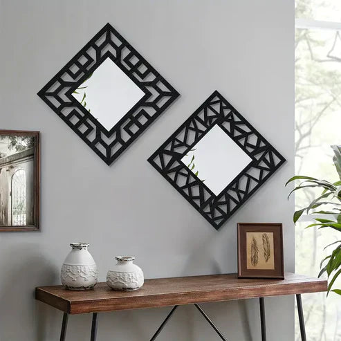 Vintage Square Wall Mirror  Hollow Pattern Mirror Wall Hanging with Acrylic Frame | Emaazz