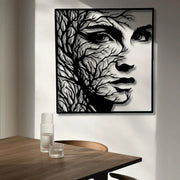 "Inner Nature" Black Acrylic Framed Wall Art – Woman Face & Tree Branch