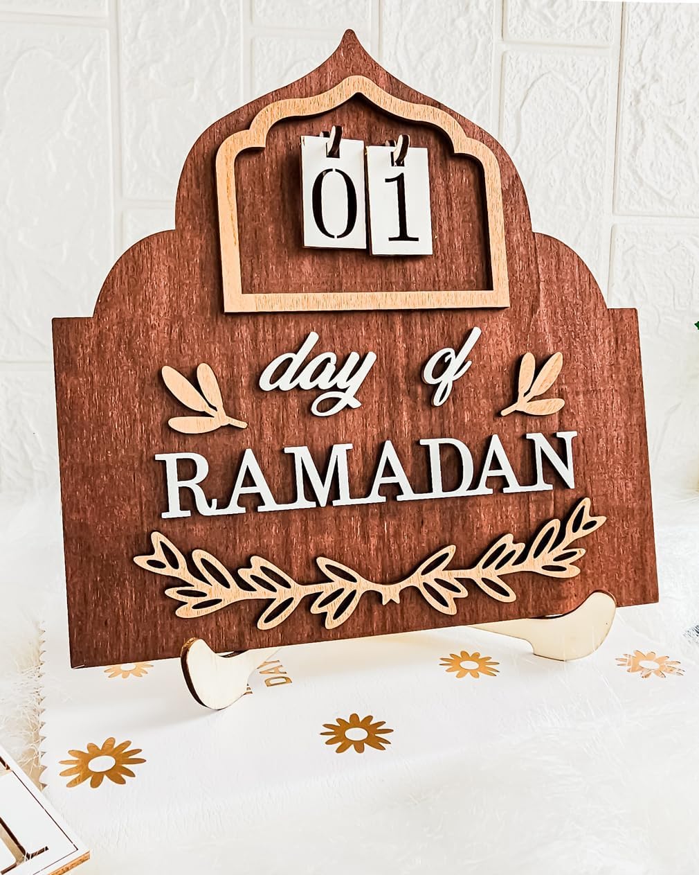 Ramadan Countdown Calendar 2026 with Arabic Calligraphy, Advent Calendar for Home Decor, Mubarak Table Decoration