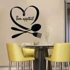 Spoon & Fork with Heart - Beautiful Kitchen Wall Decal - Best For Home & Restaurant