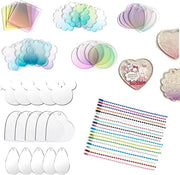 60 Pcs Acrylic Blanks with Keychain Accessories – 10 Shapes Clear Acrylic Ornaments, Charms & Key Rings for DIY Vinyl, Resin, Crafts & Engraving