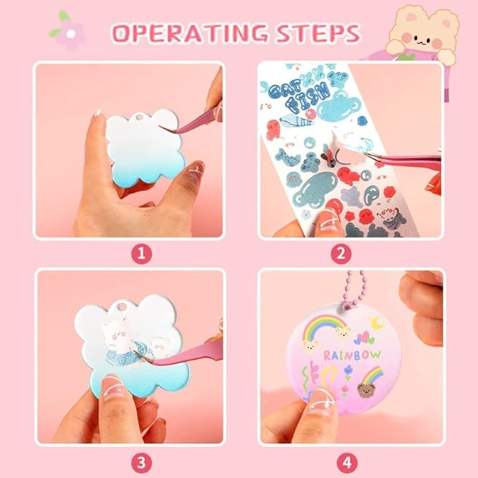 60 Pcs Acrylic Blanks with Keychain Accessories – 10 Shapes Clear Acrylic Ornaments, Charms & Key Rings for DIY Vinyl, Resin, Crafts & Engraving
