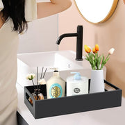 Acrylic Toilet Paper Holder with Storage – Black Toilet Tank Tray with Handles, Modern Bathroom Vanity Tray for Home Décor & Organization
