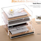 Acrylic Desk Organizer with Drawer – 2-Tier Clear Paper Tray for Letter/A4 Printer Paper, Files & Magazines | Office Supplies Storage
