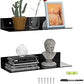 Set of 2 Black Acrylic Wall Shelves – 43cm L-Shape Floating Shelves, Perspex Corner Display Racks for Home Décor, Towels, Candles & Collectibles