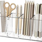 Acrylic Pen Holder 4 Compartments, Clear Pencil Organizer Cup for Countertop Desk Accessory Storage