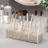 Acrylic Pen Holder 4 Compartments, Clear Pencil Organizer Cup for Countertop Desk Accessory Storage