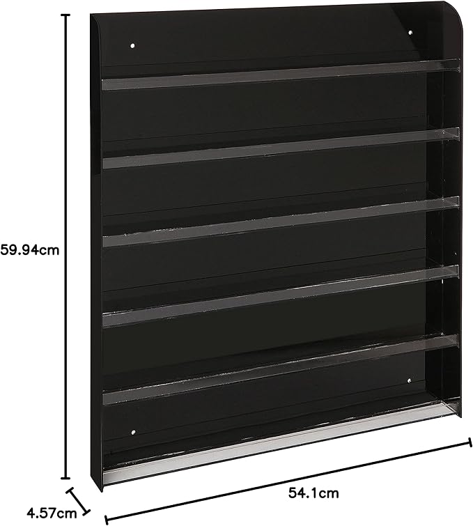 Black Acrylic Wall-Mounted Nail Polish Rack – 6-Tier Premium Display Shelf Organizer, Holds up to 102 Bottles