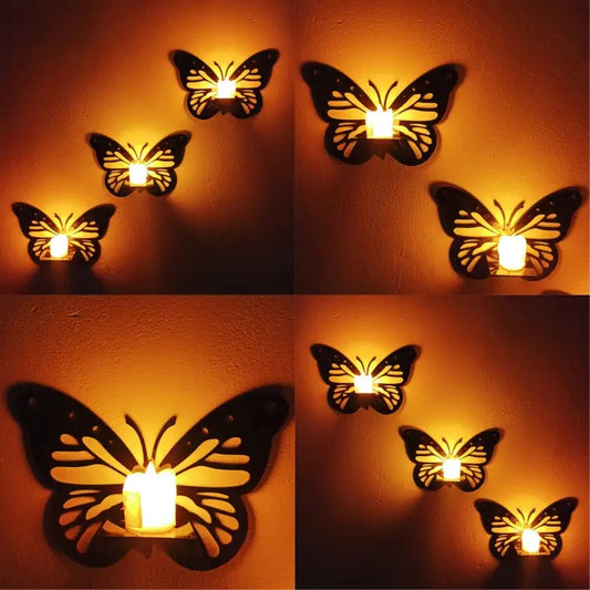 Decorative Butterfly Wall Shelf with Candlestick