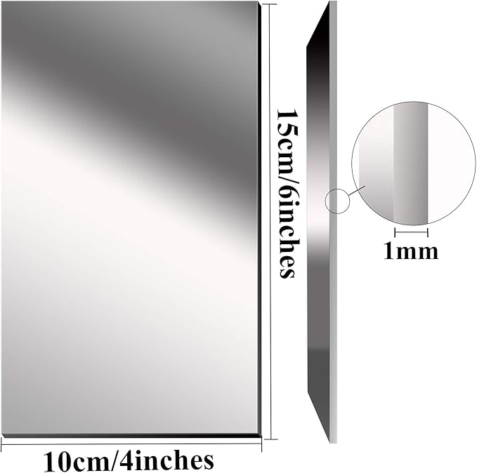 12 Pack School Mirrors Plastic Mirror Decor Flexible Mirror Sheets Self Adhesive Mirror Tiles Silver Mirror Board Card for School Educational or Home Decor