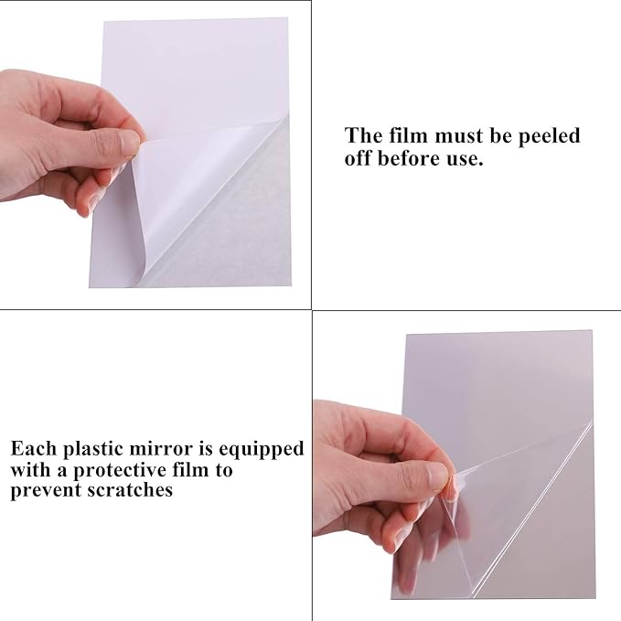 12 Pack School Mirrors Plastic Mirror Decor Flexible Mirror Sheets Self Adhesive Mirror Tiles Silver Mirror Board Card for School Educational or Home Decor