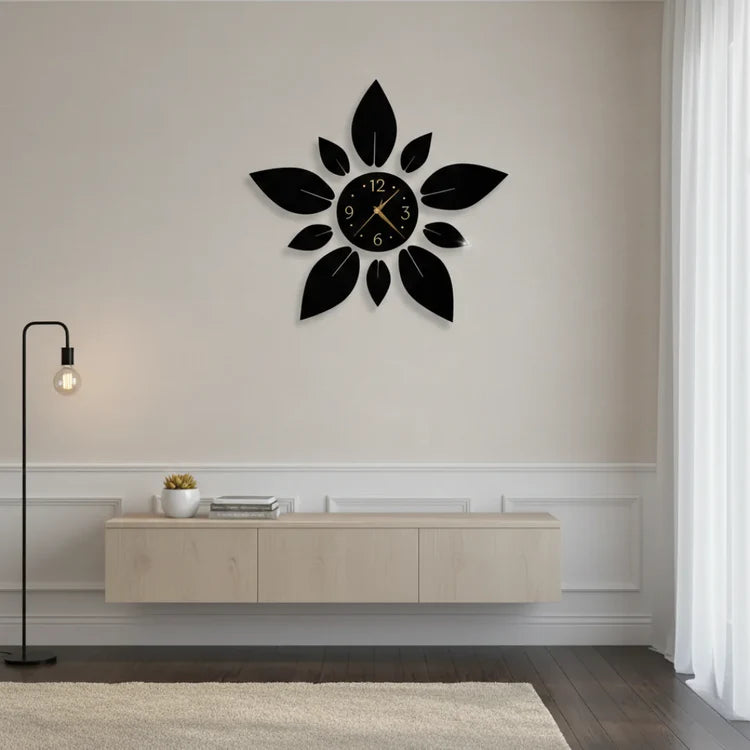 3D Mirrored Acrylic Flower Wall Clock | DIY Modern Petal Decor