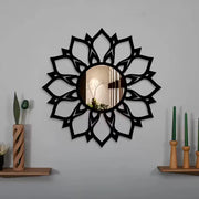 Modern Acrylic Wall Mirror - Black Geometric Round Decorative Art | Emaazz