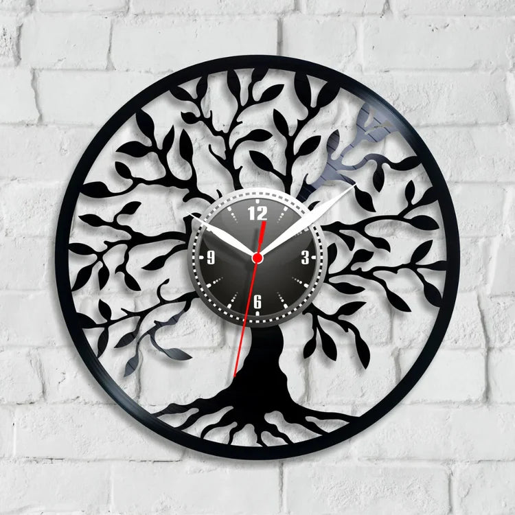 Premium Acrylic Tree of Life Wall Clock | Large Black Silhouette Decor