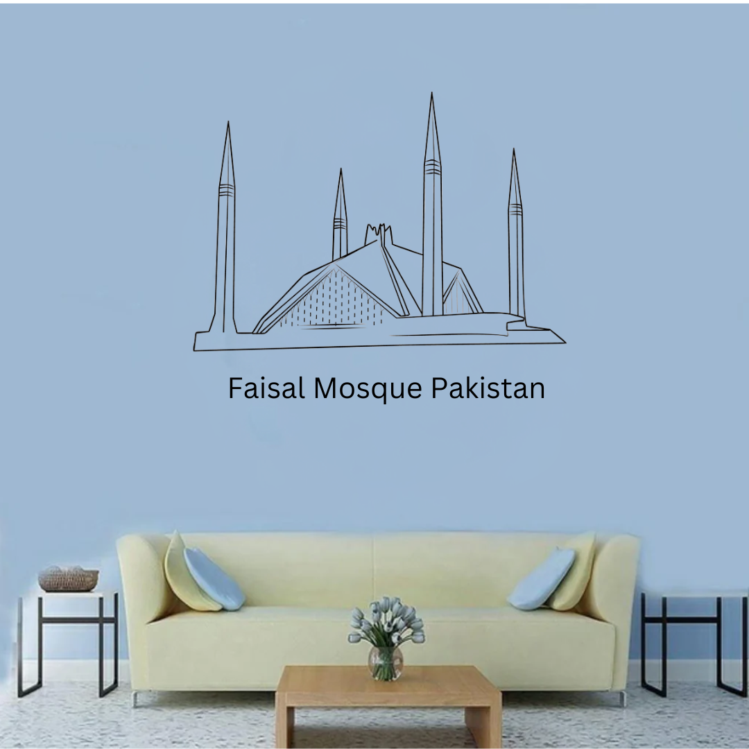 Faisal Mosque, Pakistan - Skyline Acrylic Wall Art - Home Decal - Pakistan National Day
