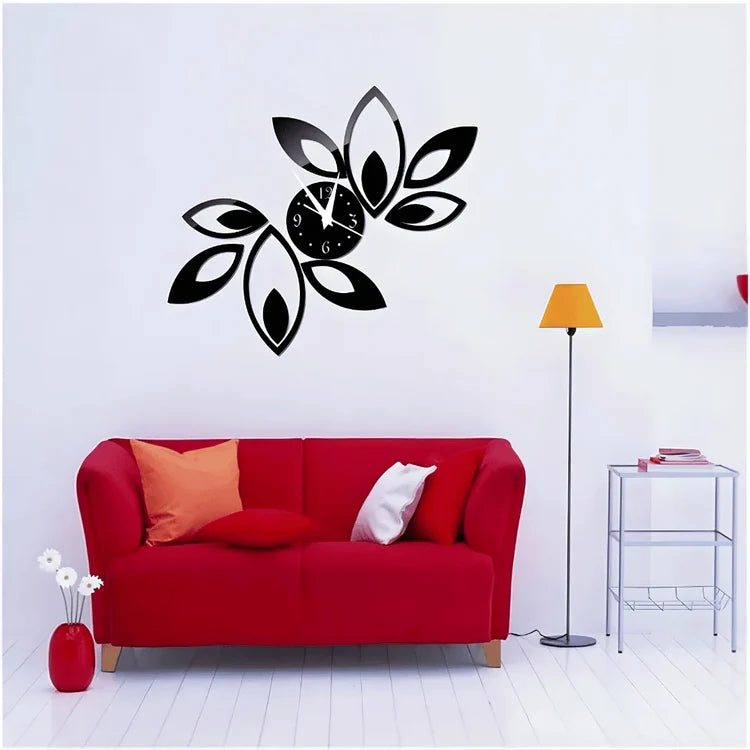 Abstract Acrylic Wall Clock | Decorative 3D Floral Design