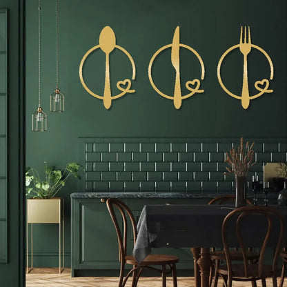 Spoon Knife Fork Heart Acrylic Wall Decal - Beautiful Gifting Decor for UAE Homes & Restaurants
