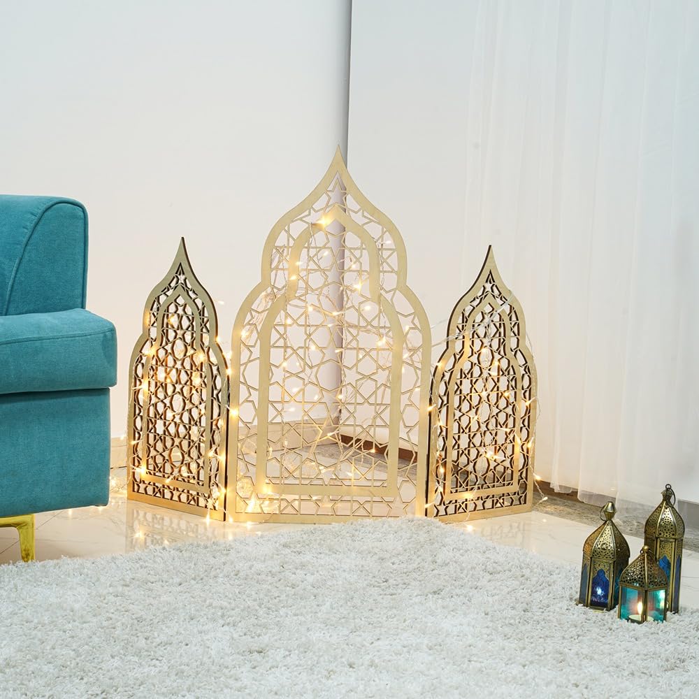 Wooden Mosque Display Stand | Home Decoration in Eid, Ramadan, Wedding, Anniversary | Islamic Decorative Item | Basswood | Bedroom, Living Room, Hall | Floor Mount | Elegant