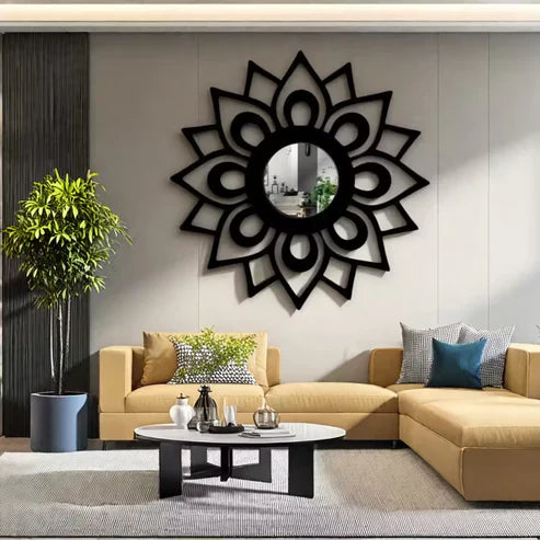 Sunflower Wooden Wall Mirror Art | Emaazz