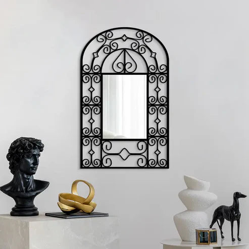 Black Acrylic Wall Mirror with Ornate Frame | Emaazz