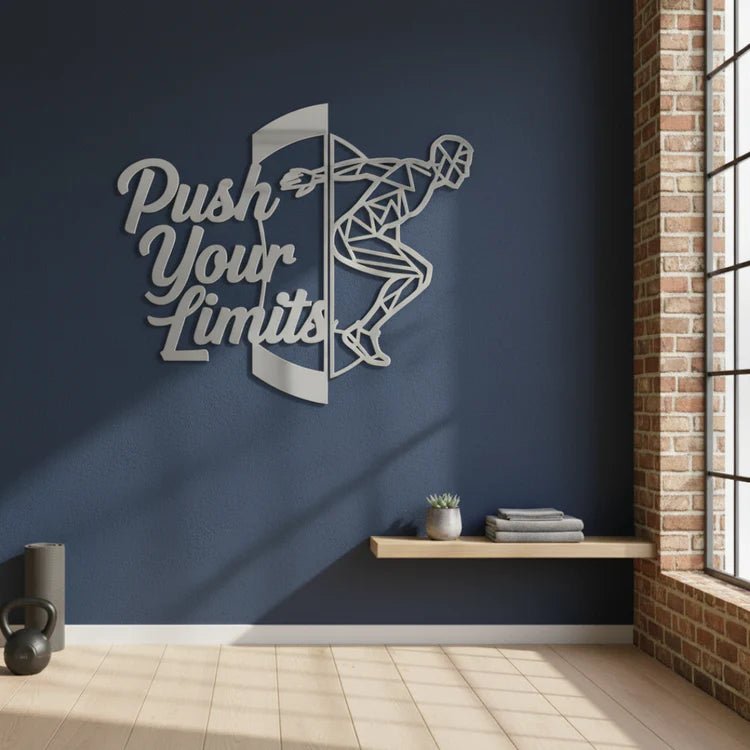 "Push Your Limits" Acrylic Wall Art - Geometric Athlete Decor