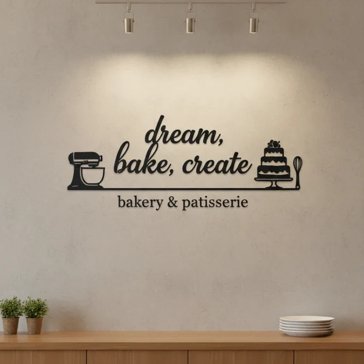 3D Acrylic Bakery Wall Art | Dream Bake Create Cafe Decor