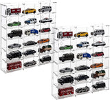 2 Pack Acrylic Display Case, 18 Compartments Clear Showcase Organizer, 6 Tiers Matchbox Display Cabinet for Mini Toys, Hot Wheels and LOL Dolls