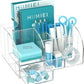 Clear Acrylic Desk Organizer with Drawer – 8 Compartments Office Supplies Storage for Home, School & Workspace
