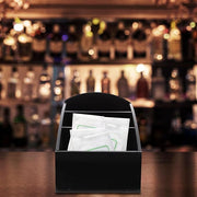 Coffee Station Organizer Tea Storage Box, Made of Acrylic with 3 Compartments, Hotel Tea Bag Box, Desktop Sugar Bag Holder for Tea Bags,Sugar, Coffee Pods Black Sugar Bag Organizer