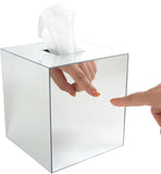 JackCubeDesign Acrylic Mirror Tissue Box Cover – Square Kleenex & Napkin Holder Organizer Stand
