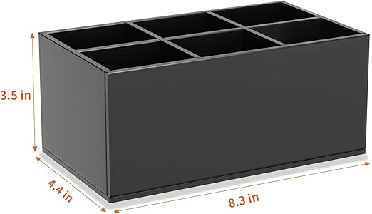 HIIMIEI Black Acrylic Makeup Brush Holder 6-Slots for Vanity Countertop