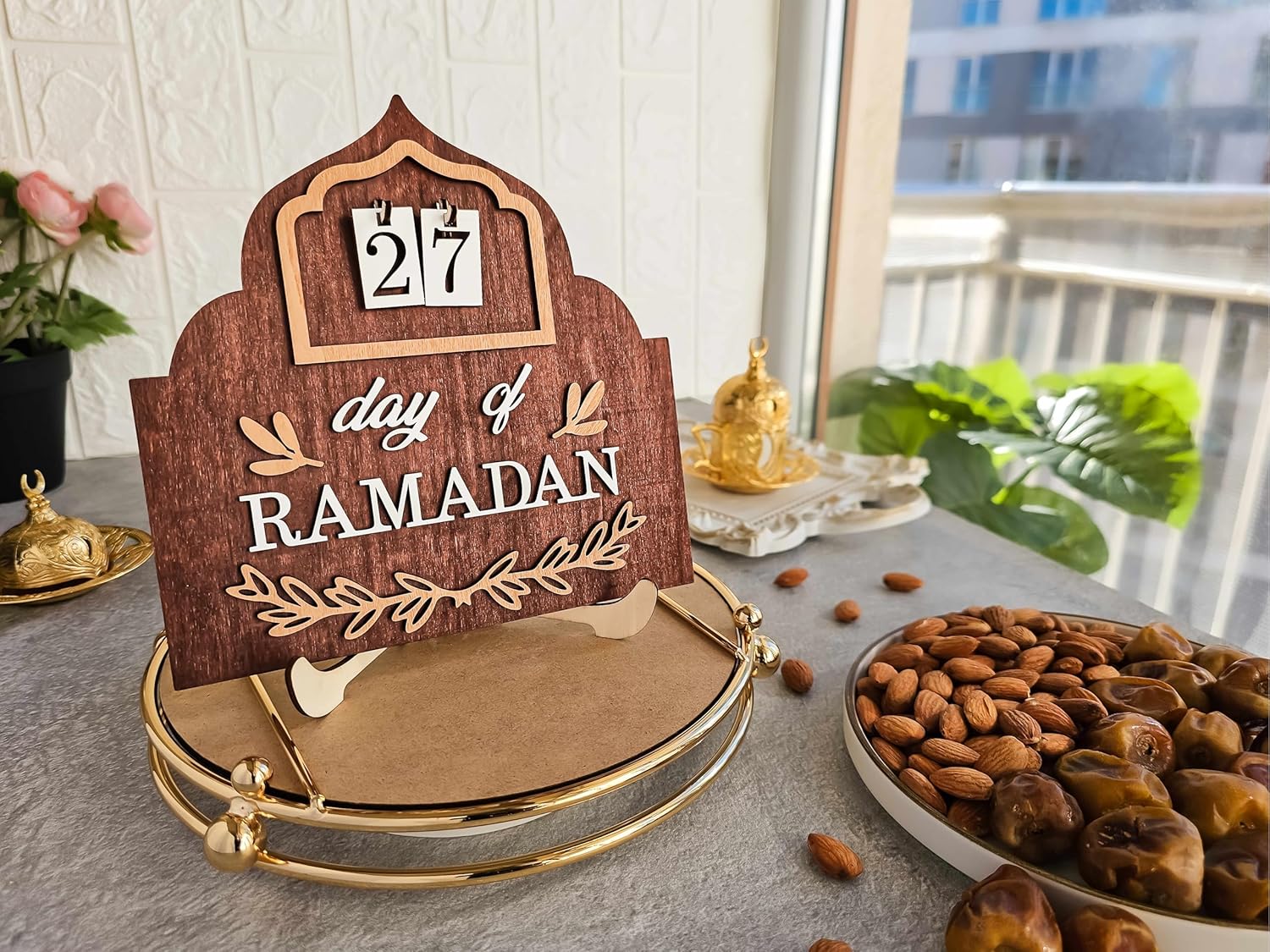 Ramadan Countdown Calendar 2026 with Arabic Calligraphy, Advent Calendar for Home Decor, Mubarak Table Decoration