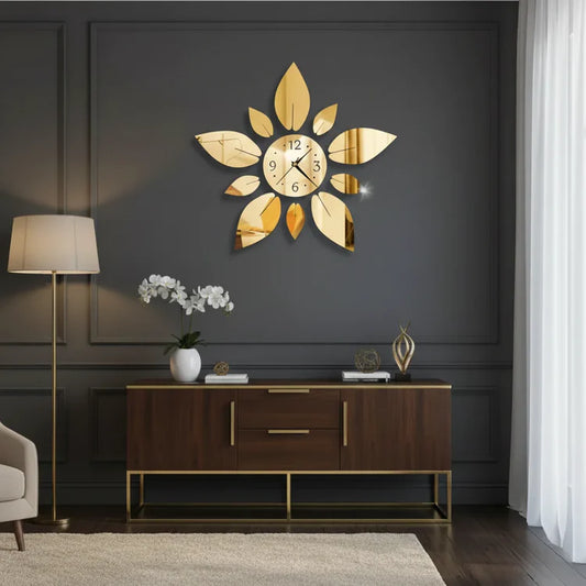3D Mirrored Acrylic Flower Wall Clock | DIY Modern Petal Decor